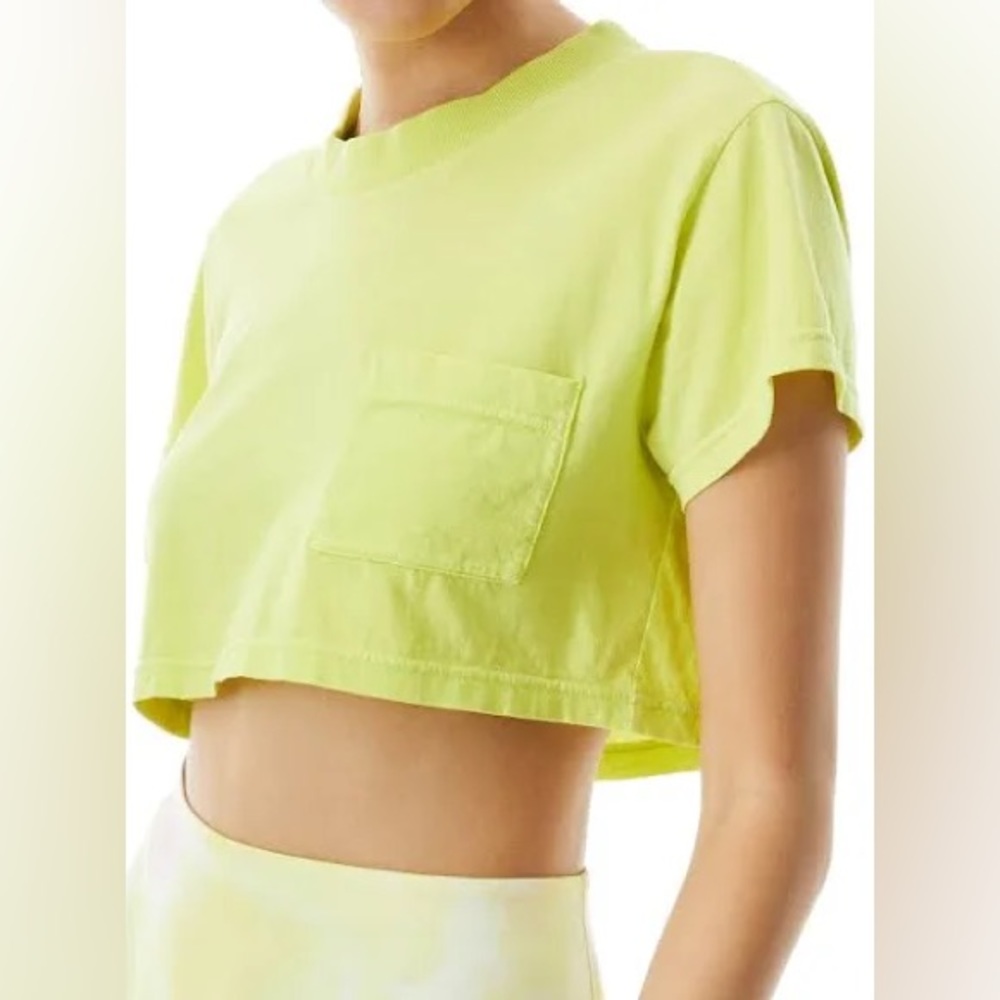 ALICE + OLIVIA
Preston cropped neon cotton-jersey T-shirt NWT